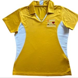 SPORT TECH “PEACE, LOVE, TEACHING” TEACHER TOP YELLOW WHITE SIZE: SMALL
